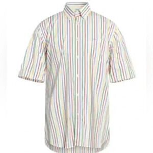 Paul & Shark multi striped short sleeve cotton button down sport golf shirt 44